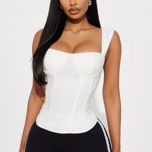Fashion Nova Corset Top "Always Around You" White XL Underwired Soft & Sexy